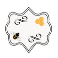 Outline bee vector symbol. Organic honey linear logo, label, tags design elements