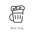 outline beer mug vector icon. isolated black simple line element illustration from drinks concept. editable vector stroke beer mug Royalty Free Stock Photo