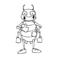 The outline of the beetle in cartoon style. Sketch. Vector isolated image.