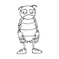 The outline of the beetle in cartoon style. Sketch. Vector isolated image.