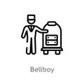 outline bellboy vector icon. isolated black simple line element illustration from hotel concept. editable vector stroke bellboy