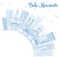 Outline Belo Horizonte Skyline with Blue Buildings and Copy Spac