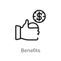 outline benefits vector icon. isolated black simple line element illustration from marketing concept. editable vector stroke