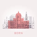 Outline Bern skyline with landmarks.
