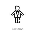 outline bestman vector icon. isolated black simple line element illustration from people concept. editable vector stroke bestman