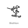 outline biathlon vector icon. isolated black simple line element illustration from sports concept. editable vector stroke biathlon
