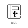 outline bible vector icon. isolated black simple line element illustration from literature concept. editable vector stroke bible Royalty Free Stock Photo