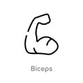 outline biceps vector icon. isolated black simple line element illustration from health concept. editable vector stroke biceps Royalty Free Stock Photo