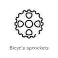 outline bicycle sprockets vector icon. isolated black simple line element illustration from mechanicons concept. editable vector