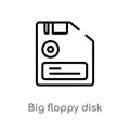 outline big floppy disk vector icon. isolated black simple line element illustration from technology concept. editable vector