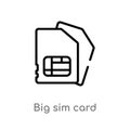 outline big sim card vector icon. isolated black simple line element illustration from technology concept. editable vector stroke