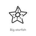 outline big starfish vector icon. isolated black simple line element illustration from nautical concept. editable vector stroke Royalty Free Stock Photo