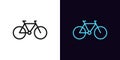 Outline bike icon with editable stroke. Linear bicycle silhouette, road cycle pictogram. Bike rent, bicycle rides Royalty Free Stock Photo