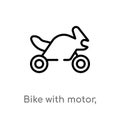 outline bike with motor, ios 7 interface vector icon. isolated black simple line element illustration from transport concept.
