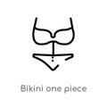 outline bikini one piece swimwear vector icon. isolated black simple line element illustration from woman clothing concept. Royalty Free Stock Photo