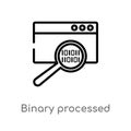 outline binary processed mobile analysis vector icon. isolated black simple line element illustration from technology concept.