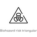 outline biohazard risk triangular vector icon. isolated black simple line element illustration from signs concept. editable vector