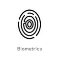 outline biometrics vector icon. isolated black simple line element illustration from artificial intellegence concept. editable