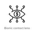 outline bionic contact lens vector icon. isolated black simple line element illustration from crowdfunding concept. editable