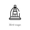 outline bird cage vector icon. isolated black simple line element illustration from furniture & household concept. editable vector Royalty Free Stock Photo