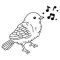 outline bird singing print