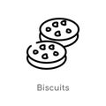 outline biscuits vector icon. isolated black simple line element illustration from food concept. editable vector stroke biscuits