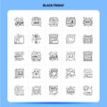 OutLine 25 Black Friday Icon set. Vector Line Style Design Black Icons Set. Linear pictogram pack. Web and Mobile Business ideas Royalty Free Stock Photo