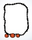 Antique beads. Vector drawing frame