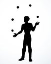 Juggler juggles balls. Vector drawing Royalty Free Stock Photo