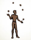 Juggler juggles balls. Vector drawing Royalty Free Stock Photo