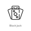 outline black jack vector icon. isolated black simple line element illustration from entertainment concept. editable vector stroke Royalty Free Stock Photo