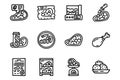 Butcher store line vector doodle simple icon set Royalty Free Stock Photo