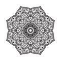 Outline black and white mandala. Vector round pattern for coloring book. Floral ornament for coloring book, tattoo. Royalty Free Stock Photo