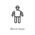 outline blind date vector icon. isolated black simple line element illustration from people concept. editable vector stroke blind