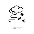 outline blizzard vector icon. isolated black simple line element illustration from weather concept. editable vector stroke