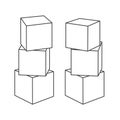 Outline block building towers for coloring book