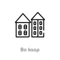 outline bo kaap vector icon. isolated black simple line element illustration from culture concept. editable vector stroke bo kaap