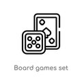 outline board games set vector icon. isolated black simple line element illustration from entertainment concept. editable vector