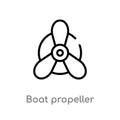 outline boat propeller vector icon. isolated black simple line element illustration from transport concept. editable vector stroke Royalty Free Stock Photo