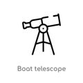 outline boat telescope vector icon. isolated black simple line element illustration from nautical concept. editable vector stroke Royalty Free Stock Photo