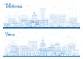 Outline Boise Idaho and Tallahassee Florida City Skyline Set