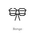 outline bongo vector icon. isolated black simple line element illustration from music concept. editable vector stroke bongo icon Royalty Free Stock Photo