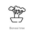 outline bonsai tree vector icon. isolated black simple line element illustration from nature concept. editable vector stroke Royalty Free Stock Photo