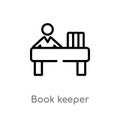 outline book keeper vector icon. isolated black simple line element illustration from people concept. editable vector stroke book Royalty Free Stock Photo