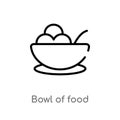 outline bowl of food vector icon. isolated black simple line element illustration from food concept. editable vector stroke bowl Royalty Free Stock Photo