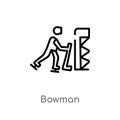 outline bowman vector icon. isolated black simple line element illustration from hockey concept. editable vector stroke bowman