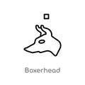 outline boxerhead vector icon. isolated black simple line element illustration from animals concept. editable vector stroke