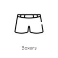 outline boxers vector icon. isolated black simple line element illustration from clothes concept. editable vector stroke boxers