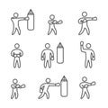 Outline boxing icons set