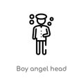 outline boy angel head vector icon. isolated black simple line element illustration from people concept. editable vector stroke